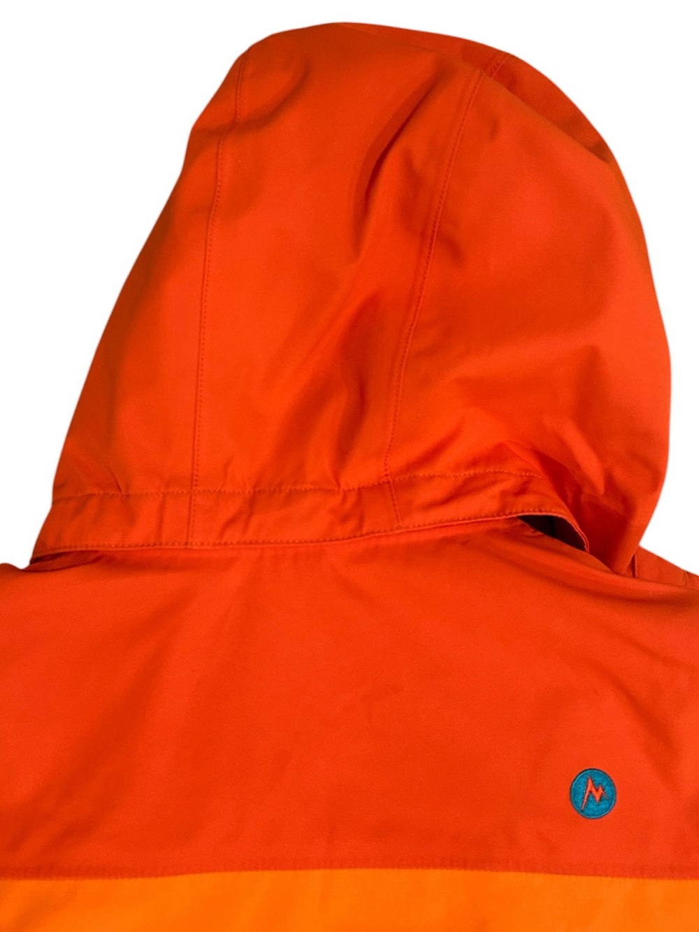 Marmot Orange & Teal Colorblock Hooded zip up ski Jacket kids medium - Picture 8 of 14